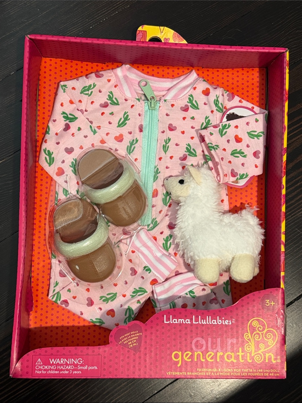 NIB Our Generarion Llama Lullabies Pink Heart and Cactus Doll Outfit